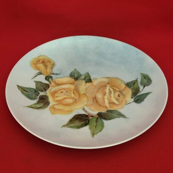 Vintage Imperial Germany Yellow Roses Decorative Plate - Picture 6 of 11